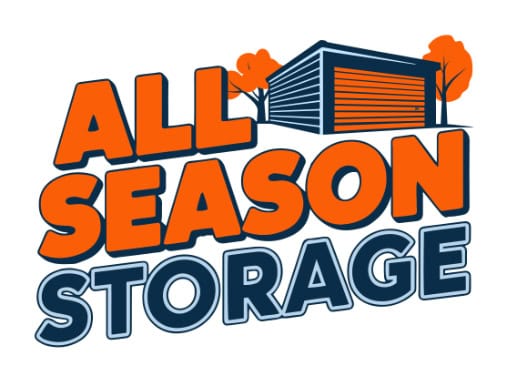 All Season Storage logo with building and trees.