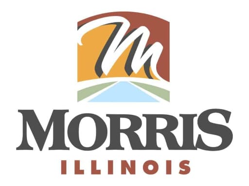 Morris Illinois logo with stylized M.