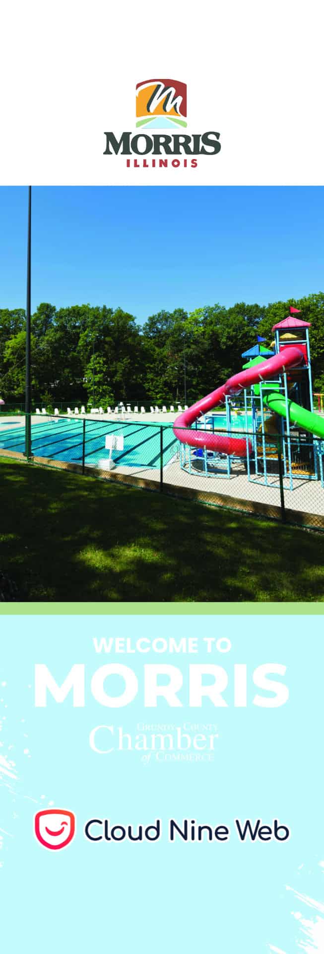 Morris, Illinois outdoor community pool with water slide.