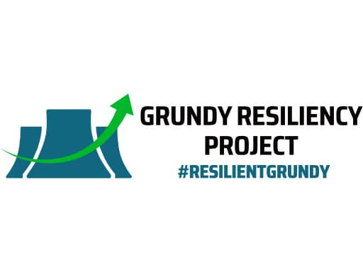 Grundy Resiliency Project logo with green arrow.