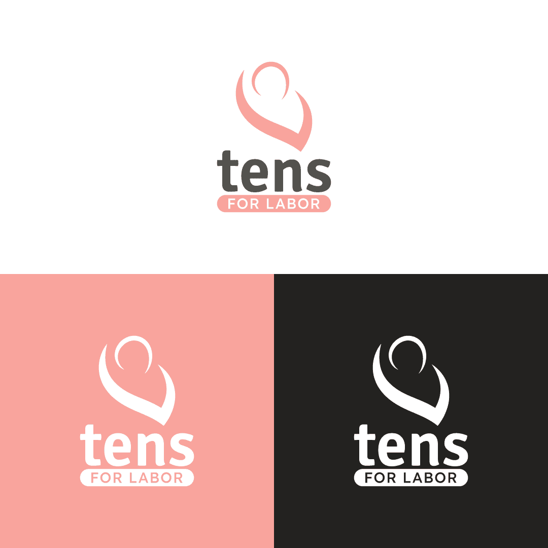 Tens for Labor logo, stylized heart and pin design.