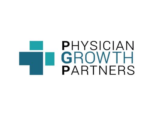 Physician Growth Partners logo with blue cross.