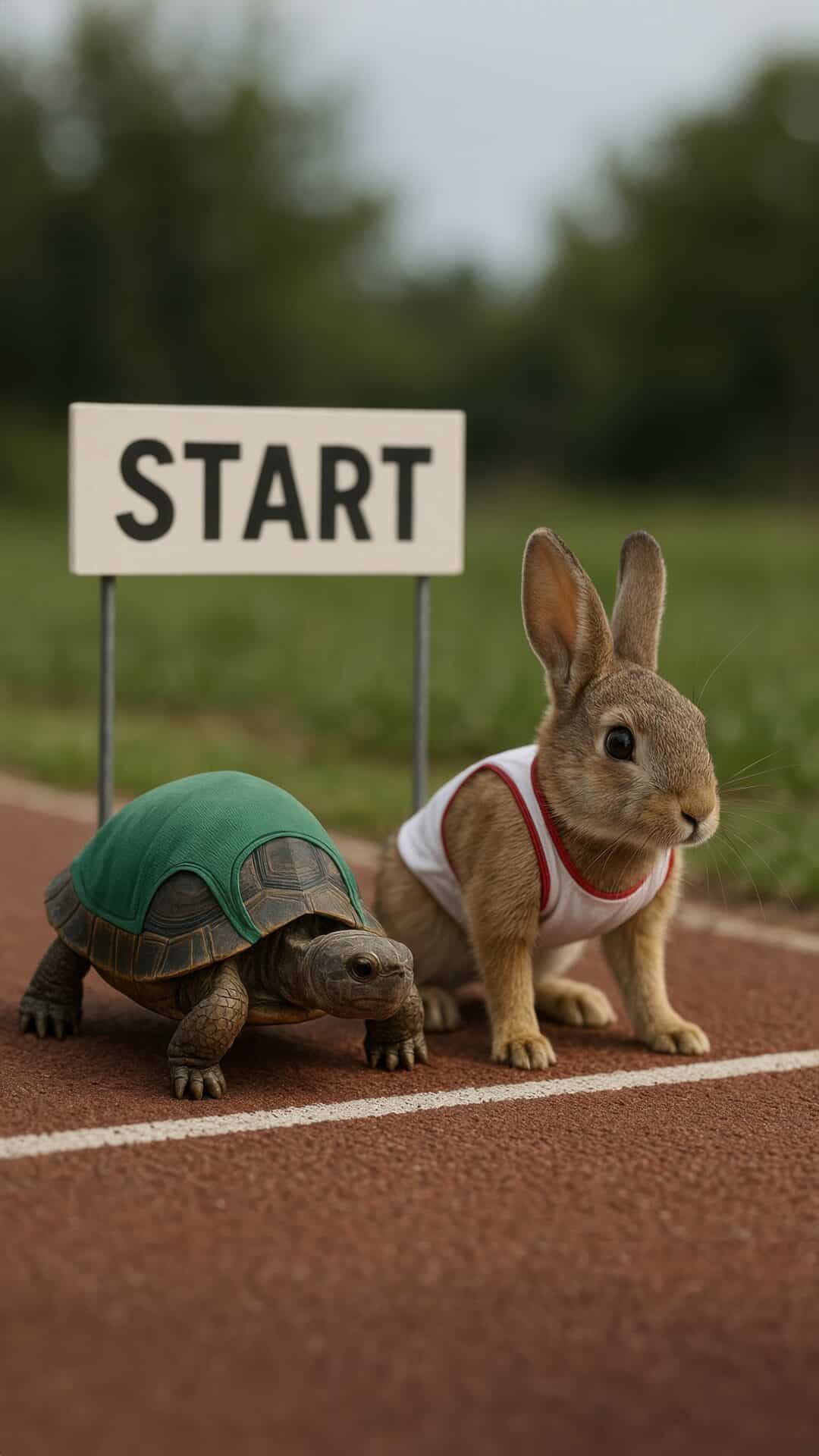 Tortoise hare race start line